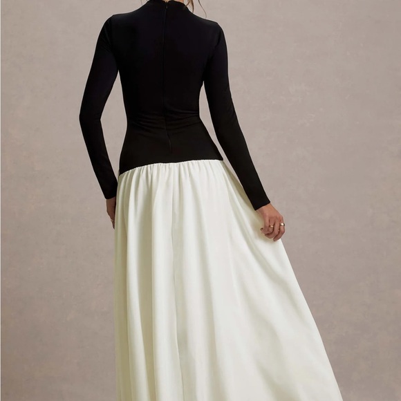 Club L London Black and White Drop-Waist Maxi Dress- Bendetta Dress - Picture 3 of 4